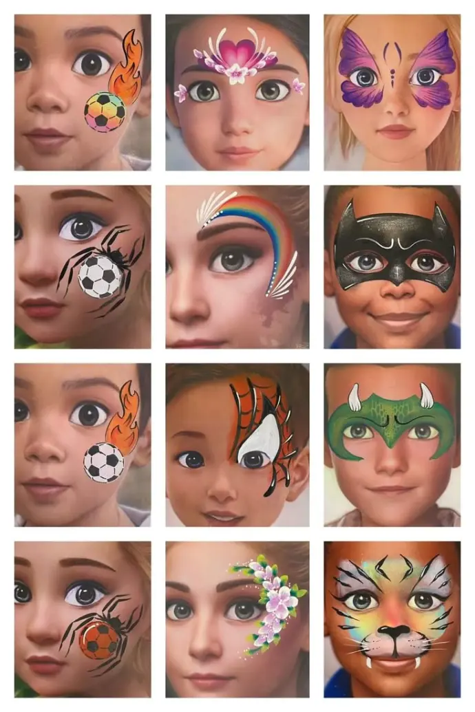 alt="Face painter at kids birthday party"